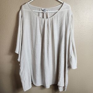 CJ Banks Womens |3X| Beige Textured Short Sleeve Batwing Blouse